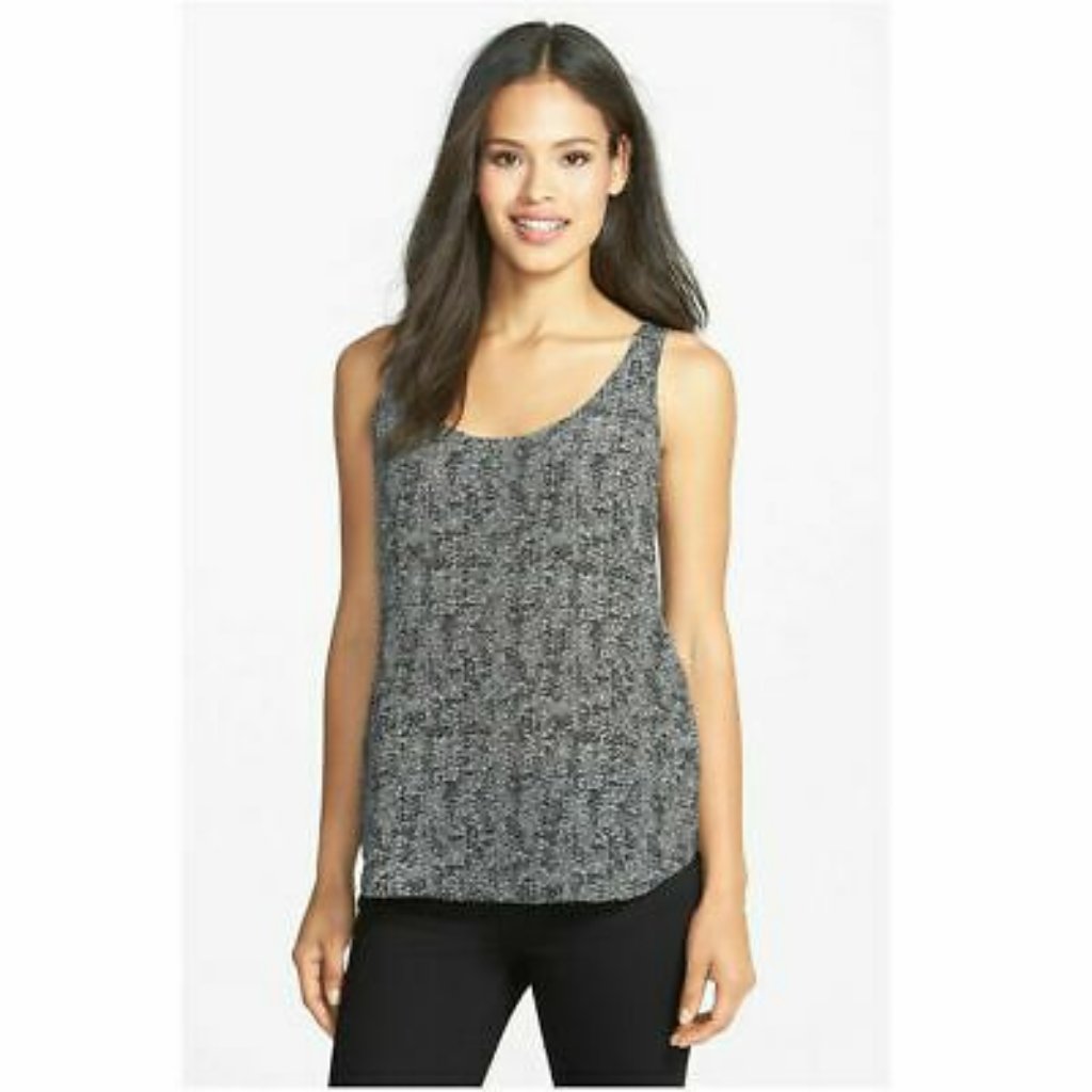 Eileen Fisher Black Roadster Print Silk Crepe Top